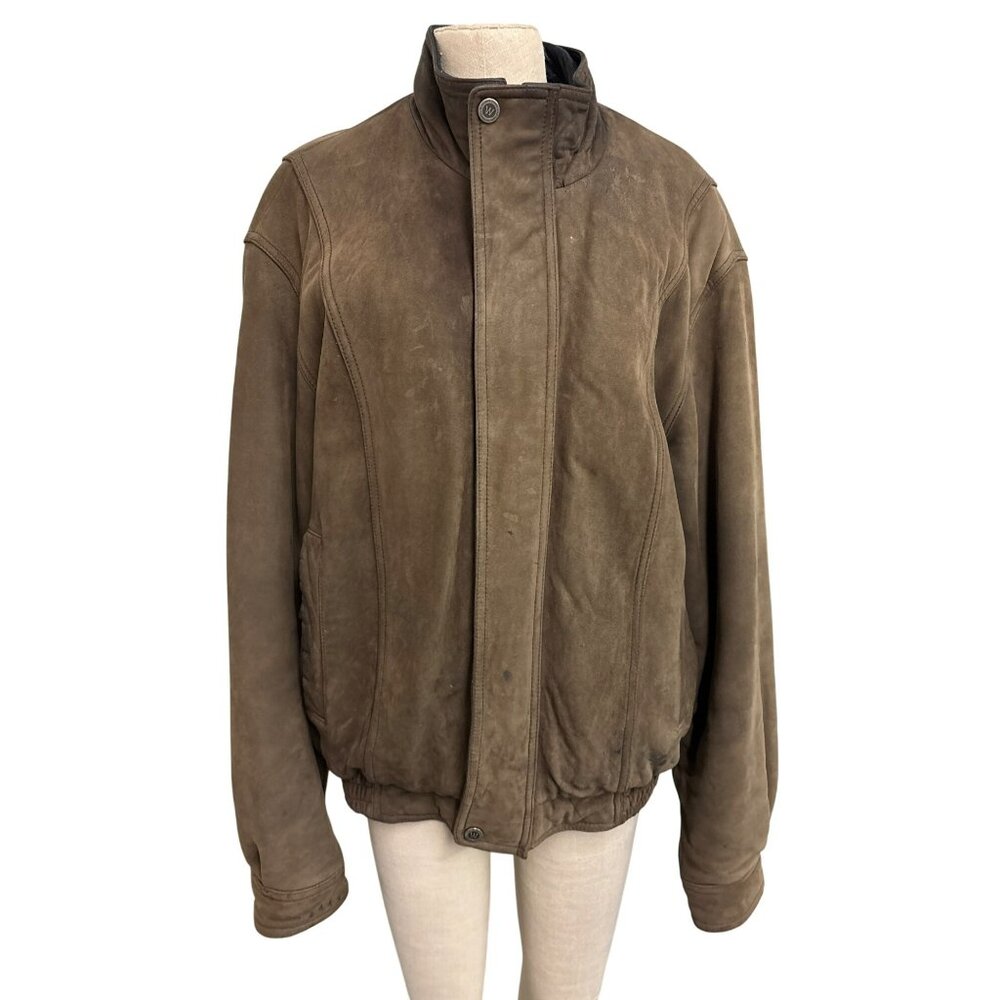 Vintage Wilsons Leather Mens Brown Genuine Leather Bomber Jacket L